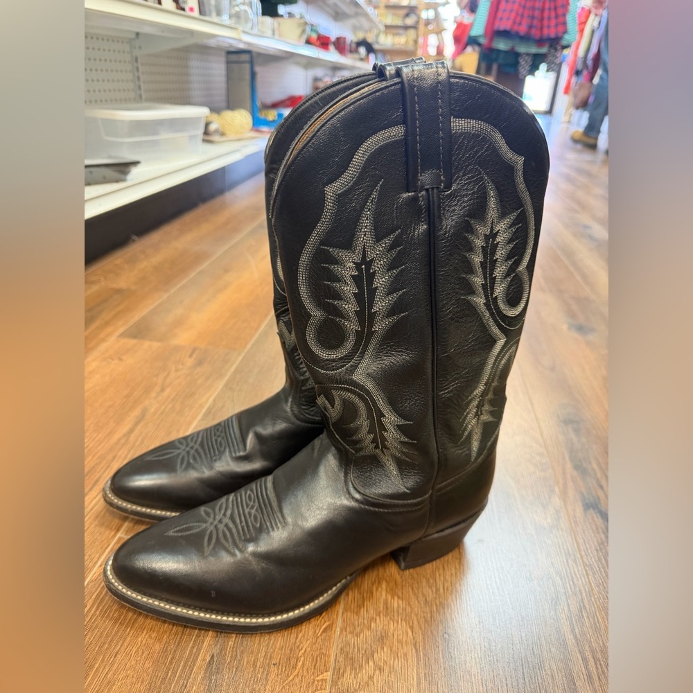 Tony Lama Black Leather Cowboy Boots